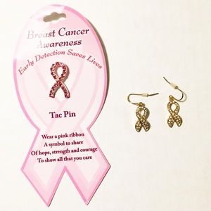 Earrings & Pin - Breast Cancer Awareness